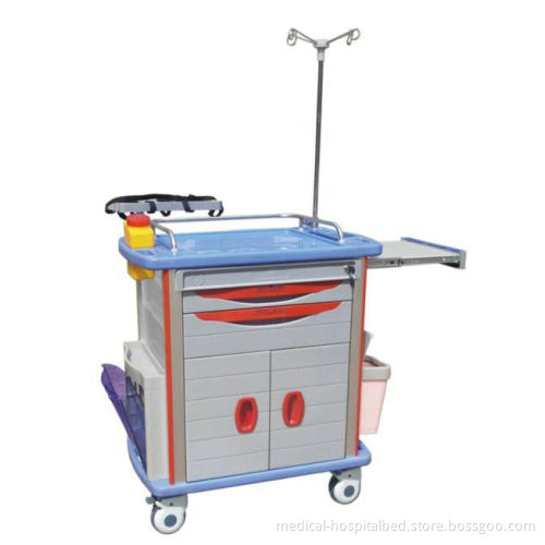 Mobile Clinic Medical Crash Cart With Stainless Steel Guardrail